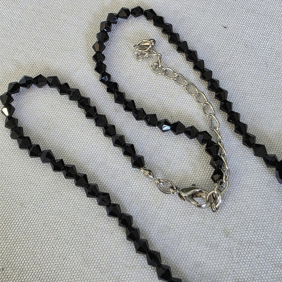 Classic Black Graduated Crystal Faceted Bead Necklace and Earrings Set - Picture 8 of 11